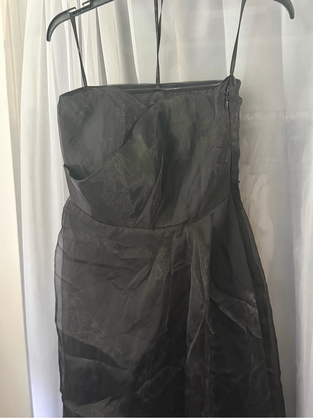 Donna Karan Black Strapless Sheer Overlay Dress